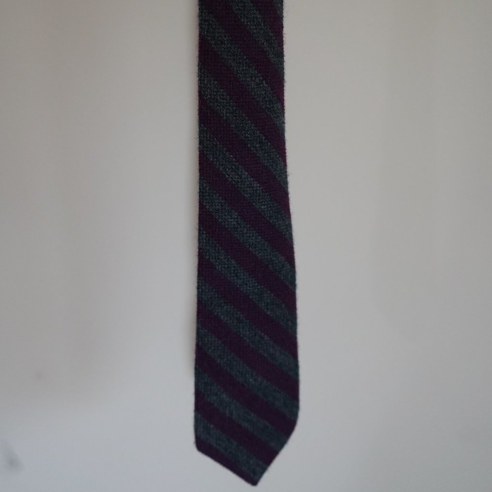 Gitman Bros Silk/Wool Grey and Maroon Striped Tie